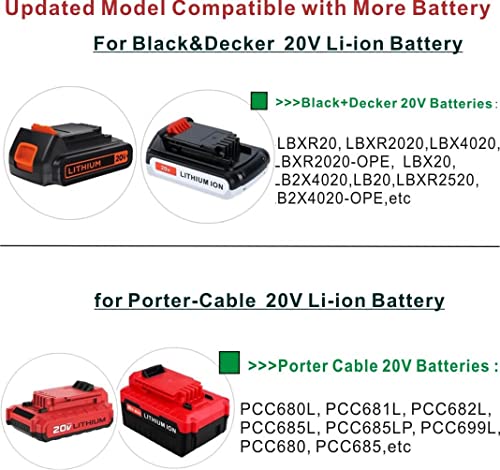 20V Lithium Battery Fast Charger Compatible with Black and Decker LBXR20 LBXR2020 LB2X4020 and Porter Cable 20V Lithium Battery PCC685L PCC680L PCC681L - WoodArtSupply