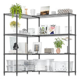 IZEUK Linked Storage Racks, DIY Adjustable Heavy Duty Metal Shelving Unit for Corner, Ideal for Kitchen, Garage, Warehouse, and Garden (Black, 4 Tiers, 15.7" D x 33.5" W x 59.5" H, 1147 lbs Capacity) IZEUK