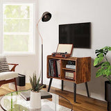 Possile Record Player Stand with Vinyl Record Storage, Mid-Century Turntable Stand for Living Room Bedroom Office, Record Player Table, Vinyl Holder Holds up to 100 Albums, Rustic Brown Possile