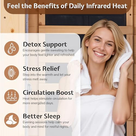 Jocisland 1 Person Infrared Sauna–Low EMF 110V Red Light, Pre-Warms to 149℉ in 20 Minutes,106lbs Lightweight Spruce Wood Infrared saunas,Compact Dry Sauna for Home Spa & Apartments Jocisland