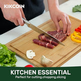 Bamboo Cutting Boards for Kitchen, Extra Large Wood Cutting Board with Deep Juice Groove and Handle Heavy Duty Chopping board, Kikcoin, 17.6" x 12" Kikcoin