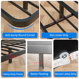 Meitewei Floating Bed Frame with LED Lights Queen Size Metal Platform Floating Bed with 15 Steel Slats, No Box Spring Needed, Noise-Free, Easy to Assemble, Black Meitewei
