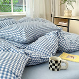 LifeTB Twin XL Comforter Set Blue Gingham Comforter with 2 Pillowcases Modern Plaid Grid Pattern Comforter Set for Men Boys Fluffy Soft Lightweight Bedding Boho Plaid Checkered Comforter Twin XL LifeTB
