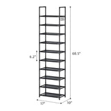 Cuandte 10 Tier Shoe Rack, Tall Narrow Shoe Rack for 20-25 Pairs of Shoes, Removable Stackable Metal Shoe Storage Rack, Non-Woven Fabric Shelves, Easy to Assemble, for Closet Entryway Bedroom Cuandte