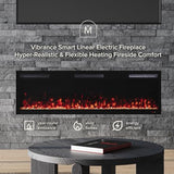 Modern Ember Vibrance 60 Inch Smart Linear Electric Fireplace Insert - Recessed or Wall-Mount, LED Multi-Flame Colors, Alexa/WiFi Enabled - Remote Included - Crystals Modern Ember