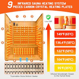Albott Outdoor Sauna 3 Person, Infrared Saunas for Home, Low EMF 2645W/240V/15A Spruce Wood Dry Sauna with Tourmaline Stone Foot Warmer, 7-Color Light Therapy & 2 Bluetooth Speakers, 60.2"x43.3"x98.4" Albott
