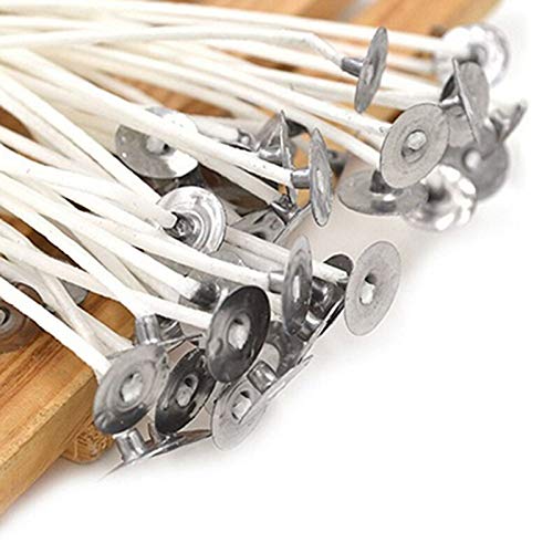 30 Pcs 4 inch Candle Wicks, Natural Cotton Low Smoke Candle Wicks Pre Waxed Candle Wicks for Soy Beeswax Candle Making White Bluelans