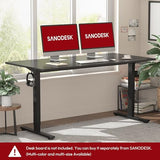 SANODESK Single Motor 2 Stage Electric Height Adjustable Standing Desk Frame Heavy Duty 176lbs Load Capacity for Home Office (Black Frame Only) SANODESK