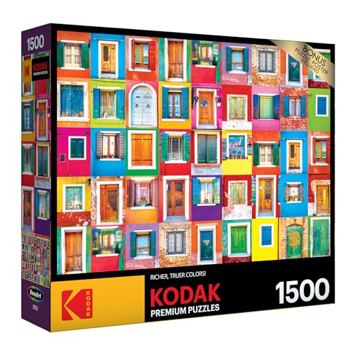 RoseArt - Kodak Premium - Colorful Windows and Doors of Burano - 1500 Piece Jigsaw Puzzle for Adults KODAK PREMIUM PUZZLES
