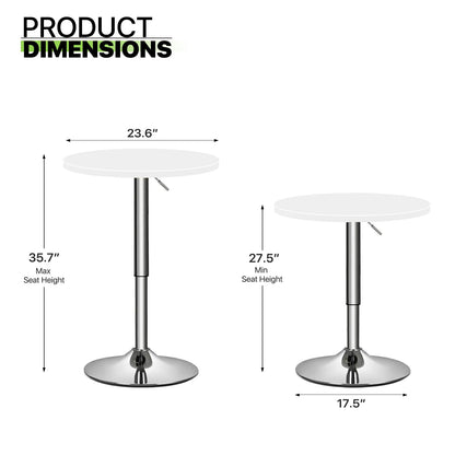 Magshion 23.6'' Adjustable Height Swivel Round Wood Bar Table in White - WoodArtSupply