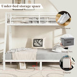 Twin over Full Metal Bunk Beds for Kids Teens Adults, Heavy-duty Metal Bunk Bed Frame with Guardrail, 2 Ladders & Under-bed Storage for Bedroom Guest Room Dorms, Space-saving/Noise-reduce, White Bellemave