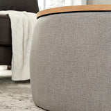 Modern Round Storage Ottoman with Wooden Lid,Circle Ottoman Handmade Ottoman Coffee Table,End Table & Footstool for Living Room (Light Gray) Kakotito