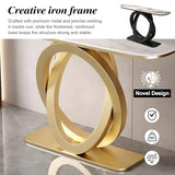 WOOOFA Marble Console Table, 39.4'' Modern Entryway Table with Sensor LED Light, Luxurious and Highly Decorative, Long Sofa Table for Living Room, Entrance, Hallway, White and Gold WOOOFA