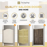 Swinging Cafe Doors Louvered Door Swing - Premade Interior Door with 1-1/8" Thick Solid Pine Wood, Pre-Sanded Wooden Saloon Doors, Stylish Western Swinging Doors, Brass Hardware (30" x 42") Swinging Café Doors