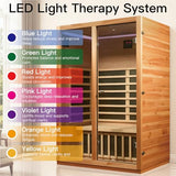 INFRADELUX Infrared Home Sauna for 2-Person, Low-EMF 1760W Heaters & Chromotherapy LED Lights, Premium Wood Indoor Spa Room,51.18 x 35.43 x 74.8 Inch INFRADELUX