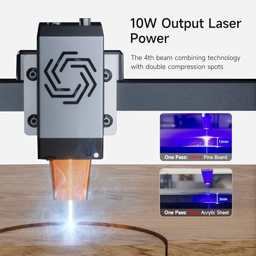 Ortur 10000mW Laser Engraving Machine, Ortur Laser Master 3 High Precision Laser Cutter, Leather Acrylic Glass Metal & Wood Laser Engraver for DIY Making, Class 4, 15.7'' x 15.7'' Ortur