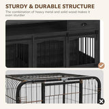 Homiflex 70.86" Double Dog Crate Furniture with Storage for 2 Medium Large Dogs Farmhouse Wooden Dog Kennel Furniture with 2 Sliding Doors Divider & Power Outlet Decorative Dog Cage TV Stand Dark Grey Homiflex