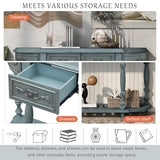 Knocbel Vintage Entry 4-Drawer Console Table with Open Slatted Shelf, Entryway Hallway Foyer Sofa Table with Legs, 52" W x 13" D x 32" H (Antique Blue) Knocbel
