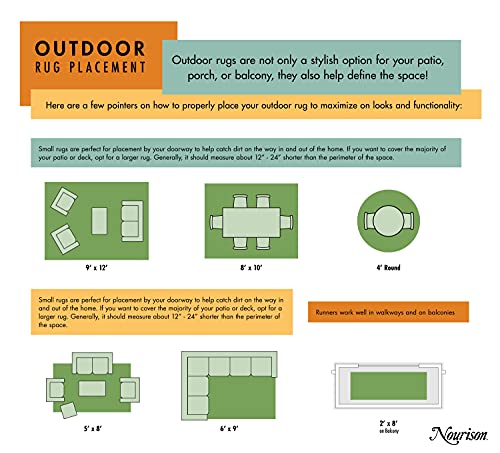 Nourison Home Aloha Indoor/Outdoor Grey 9' x 12' Area Rug, Easy Cleaning, Non Shedding, Bed Room, Living Room, Dining Room, Kitchen (9x12) Nourison