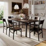 iPormis 7 Pieces Dining Table & Chairs Set for 4-6, 63" Extendable Kitchen Table and 6 Chairs, Dining Room Table with MDF Board & Metal Frame, Perfect for Small Space, Easy Clean, Espresso iPormis