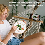 Hungry Caterpillar Embroidery Kits for Beginners Adults, Cute Embroidery Starter Kits, Counted Cross Stitch Kits for Beginners DIY Craft Kits for Adults Women, Embroidery Hoop, Thread & Video Tutorial