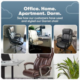 Serta Garret Executive Office Chair, Ergonomic Mid-Back with Lumbar Support, Semi-Plush Cushion and Body Pillows, Padded Armrests, Swivel Base, Bonded Leather, Ivory White Serta