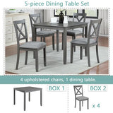 Harper & Bright Designs Modern 5-Piece Wooden Dining Table Set for 4, Grey Square Kitchen Table & 4 Upholstered Seating Chairs, Acacia/Birch Veneer, Space-Saving Design for Dining Room & Small Spaces Harper & Bright Designs
