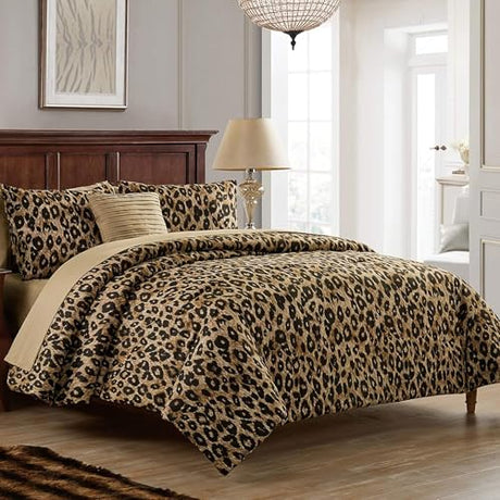 VCNY Home Bed in a Bag 8-Piece Bedding Set - Queen Size | Cheetah Print Shams, Decorative Pillows & Pillowcases | Elevate Your Home Decor | Luxurious, Soft & Cozy | No-Wrinkle Microfiber Polyester VCNY Home