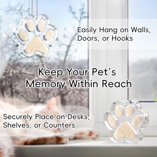 AXEFUN Pet Fur Keepsake Paw – Clear Acrylic Pet Memorial Ornament with Magnetic Openable Memory Chamber, Pet Loss Remembrance Gift for Dog, Cat & Small Animals