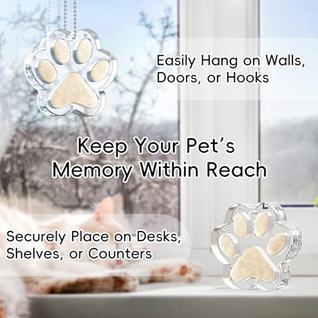 AXEFUN Pet Fur Keepsake Paw – Clear Acrylic Pet Memorial Ornament with Magnetic Openable Memory Chamber, Pet Loss Remembrance Gift for Dog, Cat & Small Animals AXEFUN