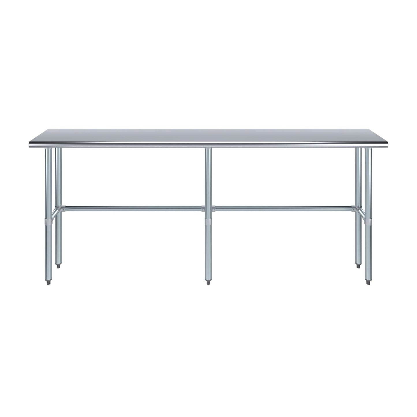 14" x 84" Open Base Stainless Steel Work Table | Residential & Commercial | Food Prep | Heavy Duty Utility Work Station | NSF - WoodArtSupply