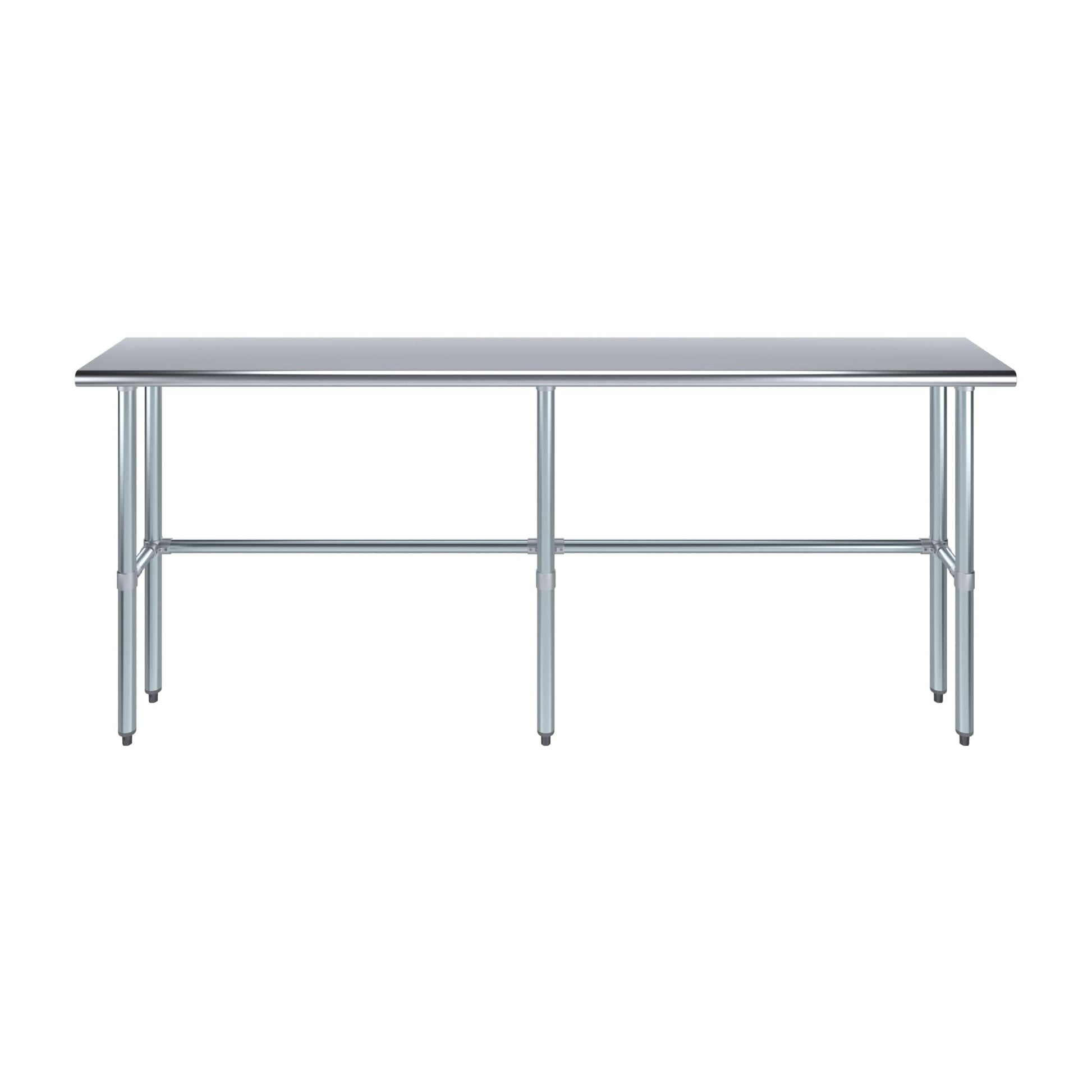 14" x 84" Open Base Stainless Steel Work Table | Residential & Commercial | Food Prep | Heavy Duty Utility Work Station | NSF - WoodArtSupply