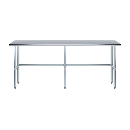 14" x 84" Open Base Stainless Steel Work Table | Residential & Commercial | Food Prep | Heavy Duty Utility Work Station | NSF - WoodArtSupply