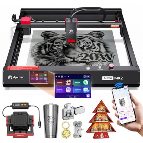 Algolaser 20W Laser Engraver Machine - Laser Cutter/Engraver with Air Assist Kit - Laser Engraving Machine with 3.5" Smart Touchscreen & AlgoOS System, Laser Engraver for Wood,Metal,Glass AlgoLaser