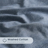 Wake In Cloud - Cotton Duvet Cover Set, Twin Size, Chambray Denim Blue, 100% Washed Cotton, Linen Like Textured, Breathable Percale Durable Comfy Farmhouse Neutral Bedding Set, 3 Pieces Wake In Cloud