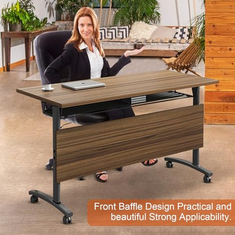 Conference Room Tables,Folding Conference Tables,Flip Top Rolling Mobile Table with Silent Locking Wheels,Modern Portable Seminar Training Meeting Table Business Tables (6 Pack, 61x21.7x29.5inch) Lenyedr