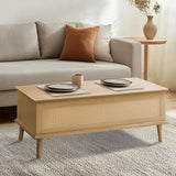 INK+IVY Coffee Table for Living Room Lift-Top Design with Storage, with Rattan Accent, Mid-Century Modern Décor Compact Furniture for Apartment, Home Office, 42" W, Natural INK+IVY