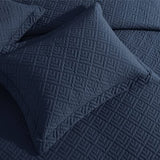 EXQ Home Quilt Set Full Queen Size Navy 3 Piece,Lightweight Soft Coverlet Modern Style Squares Pattern Bedspread Set(1 Quilt,2 Pillow Shams) EXQ Home