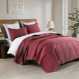 HORIMOTE HOME Burgundy Red Twin Size Quilt Set - Soft Microfiber Bedspread with 1 Sham, Lightweight & All-Season Geometric Coverlet for Cozy Bedding HORIMOTE HOME
