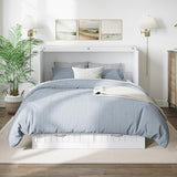 AFI, Nantucket Queen Murphy Bed Chest with Mattress, Storage Drawer and Built-In USB Charger, White AFI