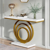 Tribesigns 41-Inch Gold Entryway Table, Modern Console Table Narrow Long, Contemporary Accent Table for Living Room, Hallway, Entrance, Faux Marble Veener Top Tribesigns