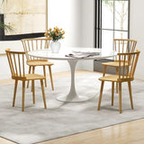 GOFLAME Windsor Dining Chairs Set of 4, Solid Wood Kitchen Chairs with Ergonomic Spindle Back, 400 LBS Weight Capacity, Farmhouse Armless Side Chairs for Dining Room, Living Room, Natural GOFLAME