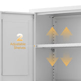 IRONFFICE Bathroom Storage Cabinet,Metal Freestanding Bathroom Cabinet with Adjustable Shelves,Laundry Room Cabinets with 4 Doors,White IRONFFICE