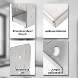4"x4" Post Base Bracket (Internal 3.5"x3.5")，4 Pcs Stainless Steel Adjustable Post Base，Concrete Post Anchor for Deck，Pavilion, Railing, Porch Support MEWSDEN