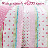 Cozy Line Home Fashions Pink Polka Dot Flower Girl 100% Cotton Reversible Quilt Bedding Set, Coverlet, Bedspread (Greta Pastel, Queen - 3 Piece: 1 Quilt + 2 Shams) Cozy Line Home Fashions