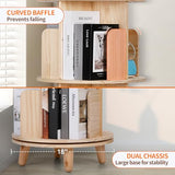 Rengue 4-Tier 360° Rotating Bookshelf Tower - Solid Wood Corner Organizer in Natural Finish Rengue