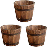 CoscosX 3 Pcs Rustic Wooden Bucket Flower Planter Patio Garden Backyard Planter Outdoor Indoor Home Decor CoscosX
