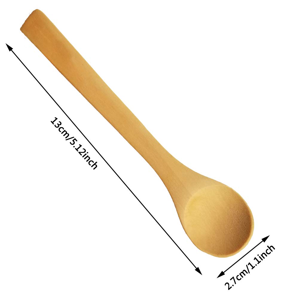 FOYARA Small Wooden Salt Spoon Solid Wood Condiments Spoon Handmade Honey Teaspoon 5 inch - Set of 10 FOYARA