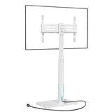 WALI Floor TV Stand with Power Outlet, Tall TV Stand Mount for 32-70 inch TVs up to 110 lbs, Swivel and Height Adjustable TV Stands with Wood Base for Bedroom, Office(TVDVD-7PW), White WALI