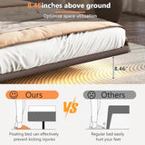 Christopher Knight Home Queen Size Floating Bedframe, Upholstered Bed Frame with Headboard, Faux Leather Platform Bed, Modern Design with LED Lighting, Easy Assembly, No Boxing Spring Needed, Coffee Christopher Knight Home